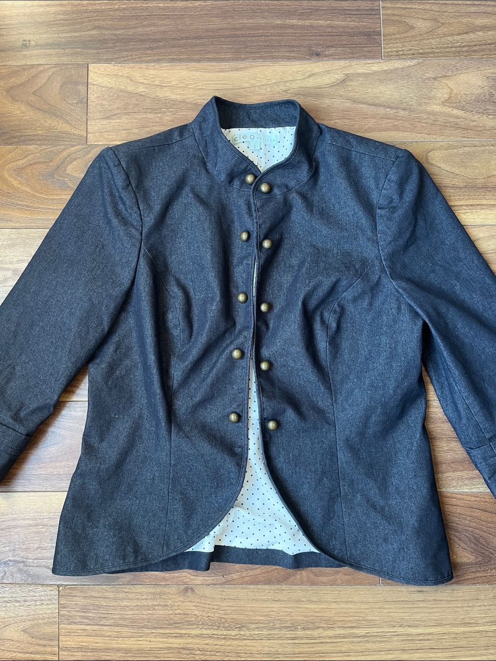 Cleo’s Navy Military-Style Button Front Jacket Formal Long Sleeve Size Medium